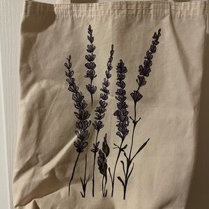 Lavender Print Canvas Tote Bag
